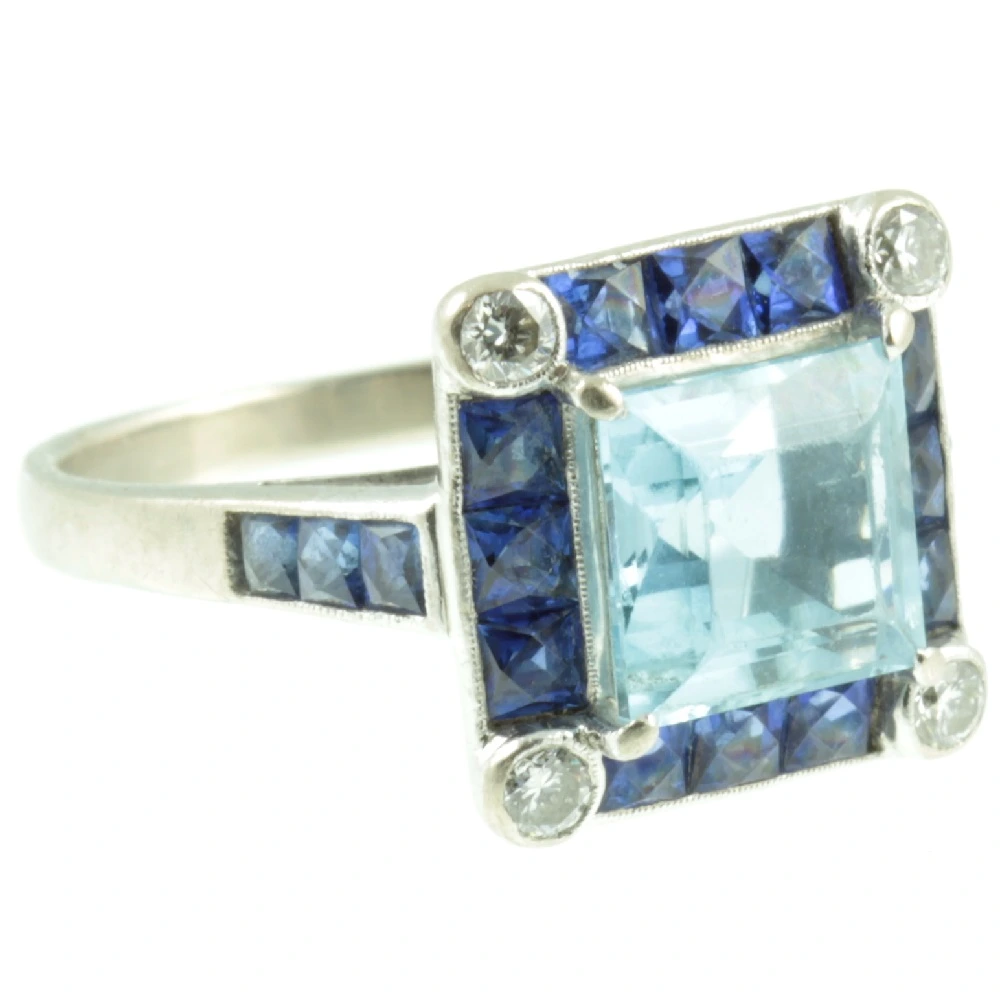 aquamarine and sapphire ring