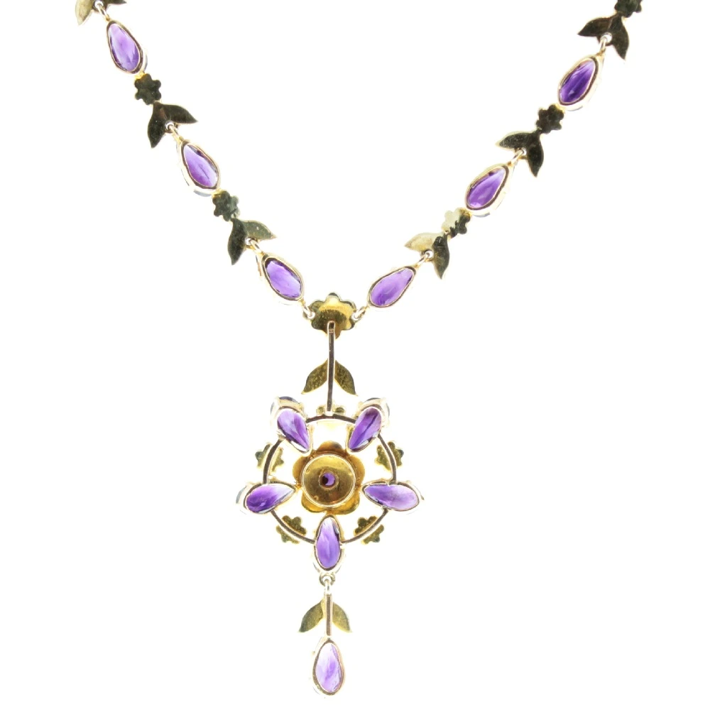 Edwardian Amethyst & Split Pearl Necklace - Image 5