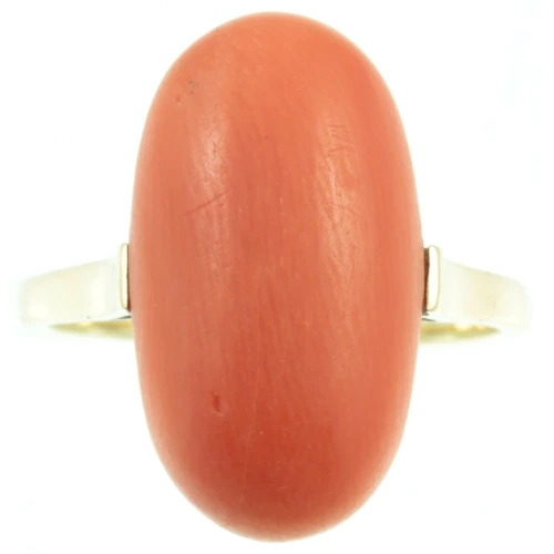 Art Deco 14 ct gold coral ring