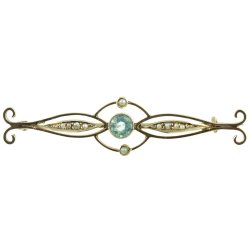 Edwardian 9ct gold topaz brooch