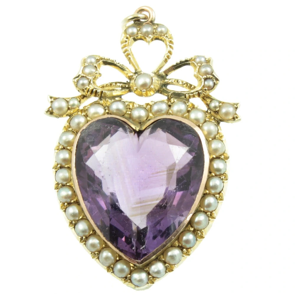 Edwardian amethyst and split pearl pendant