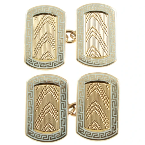 Art Deco 9ct Gold and Enamel Cufflinks