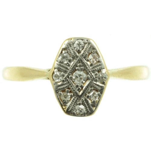 Art Deco 18ct Gold Diamond Hexagon Ring