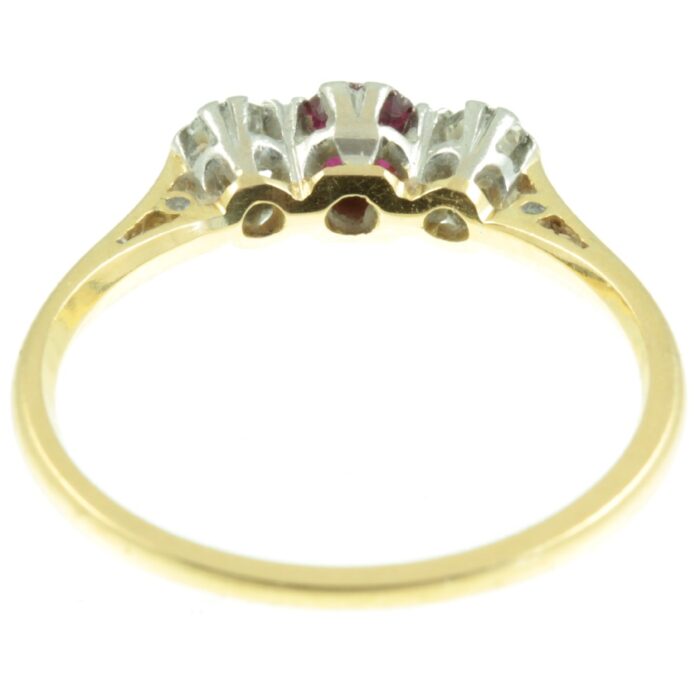 Art Deco Ruby and Diamond three stone ring