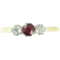 Art Deco Ruby and Diamond three stone ring
