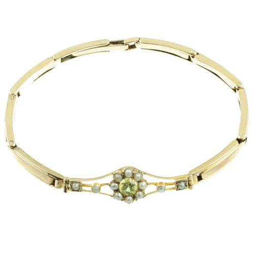 Edwardian Yellow Sapphire and Split Pearl Bracelet