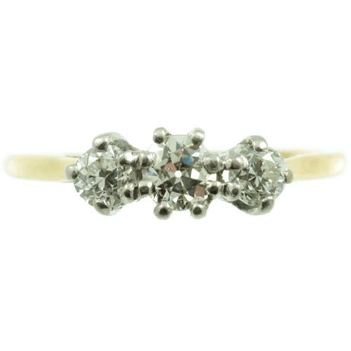 Art Deco 18ct Gold Three Stone Diamond Ring