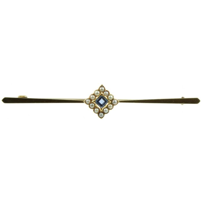 Edwardian 15ct gold sapphire brooch