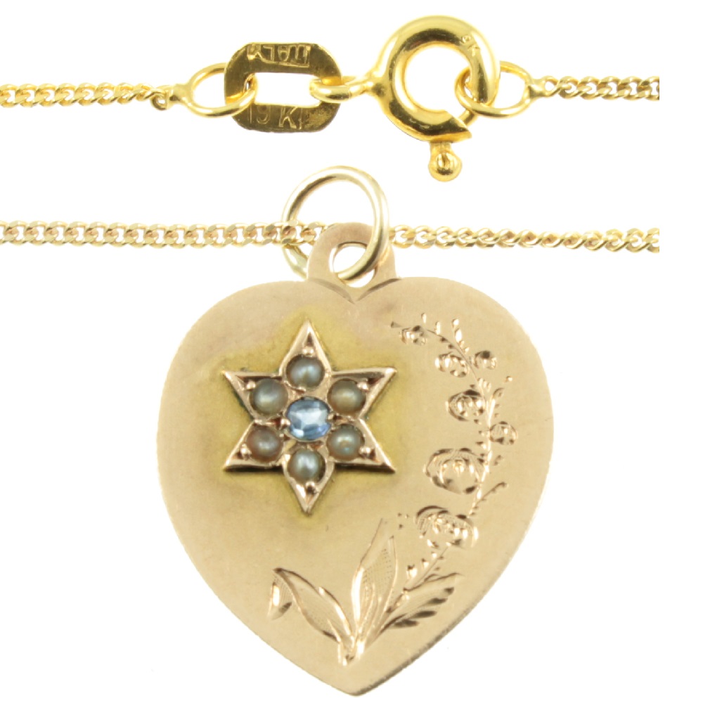 Edwardian 9ct Gold Heart Pendant - Carus Jewellery