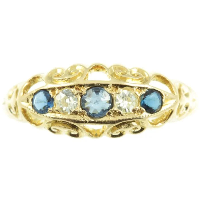 Edwardian 18ct Gold Sapphire and Diamond Ring