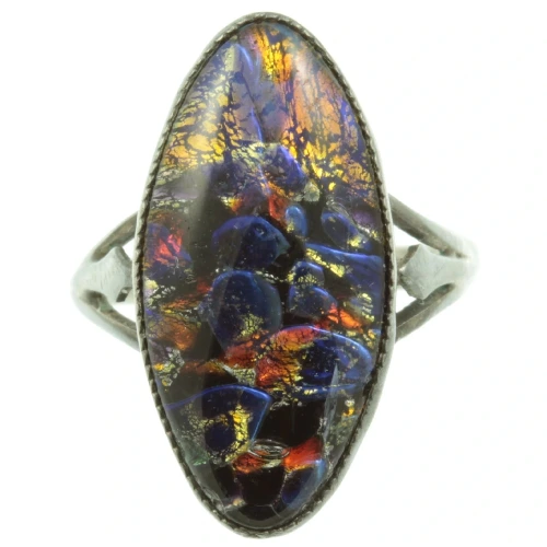 Art Deco 1920s Harlequin Glass Ring