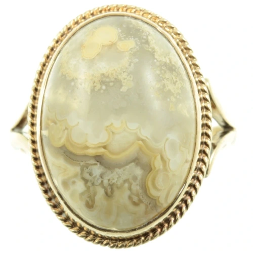 vintage 9ct Gold Agate Ring