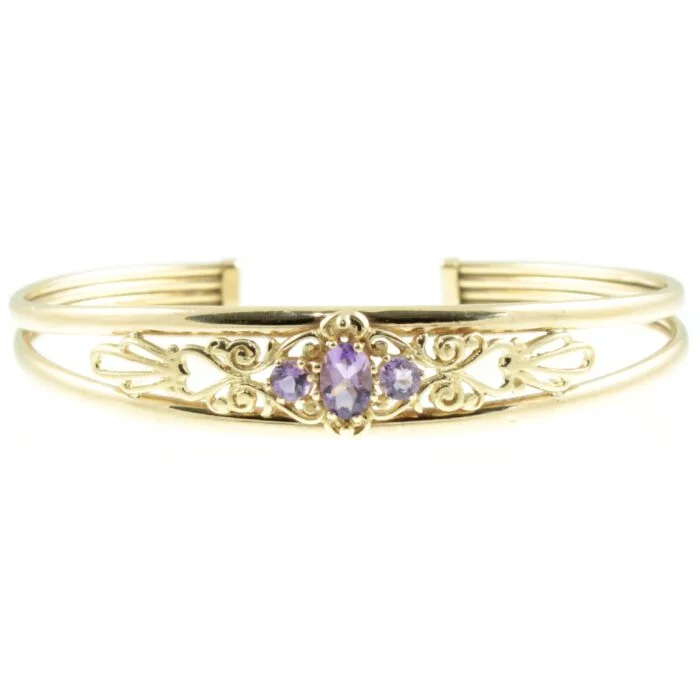 Vintage 9ct Gold Amethyst Torque Bangle