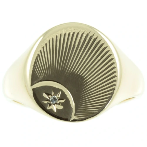 Vintage 9ct Gold and Diamond Signet Ring