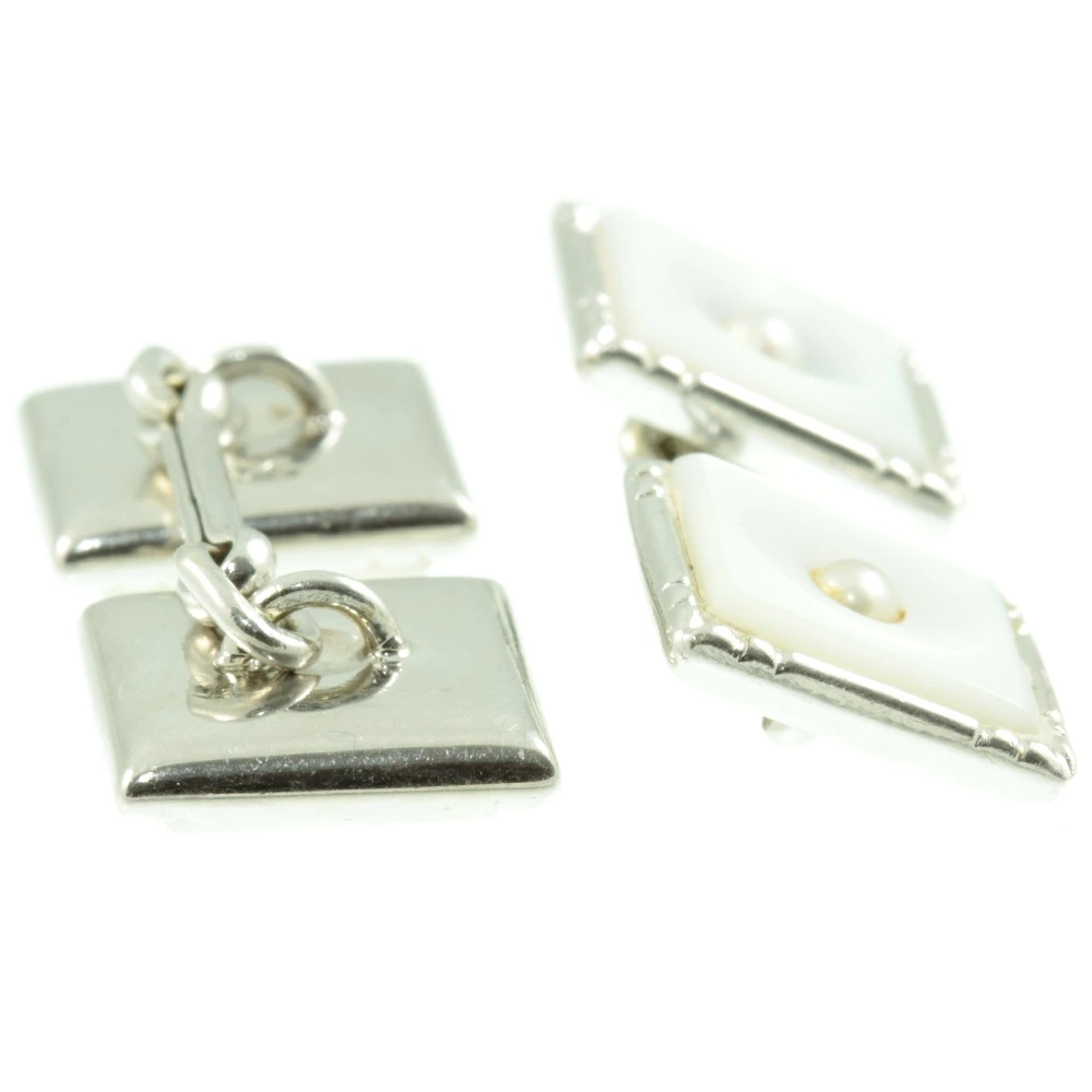 Art Deco 9ct Gold Pearl Cufflinks - Image 4