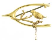 Art Nouveau 15ct Gold Bird Brooch