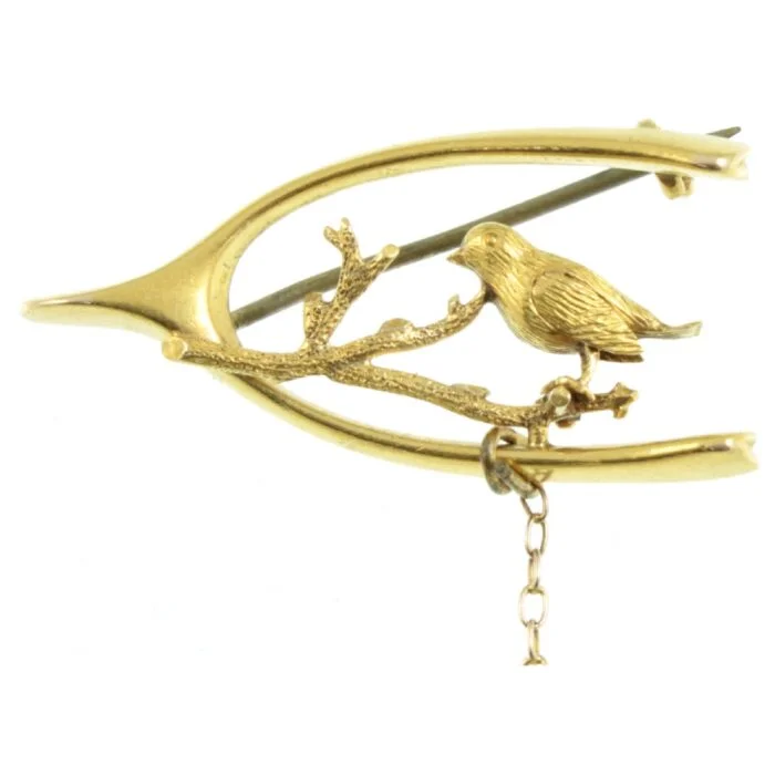 Art Nouveau 15ct Gold Bird Brooch