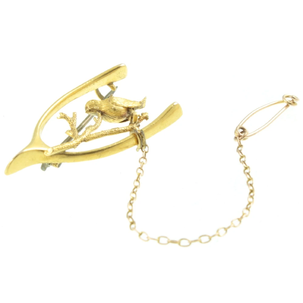 Art Nouveau 15ct Gold Bird Brooch - Image 2