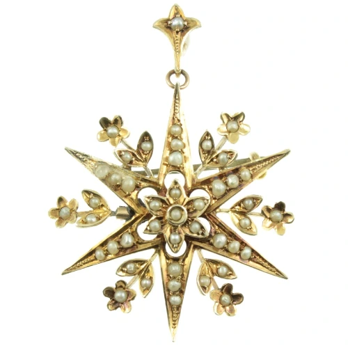 Edwardian Split Pearl Star Pendant