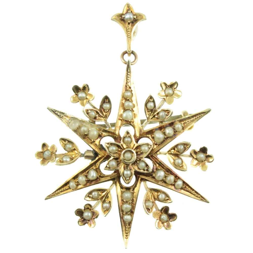 Edwardian Split Pearl Star Pendant