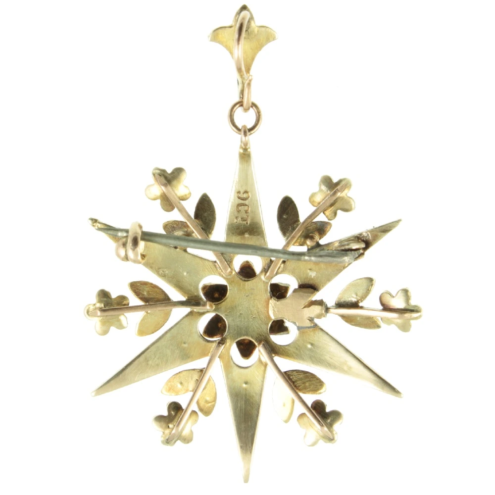 Edwardian Split Pearl Star Pendant