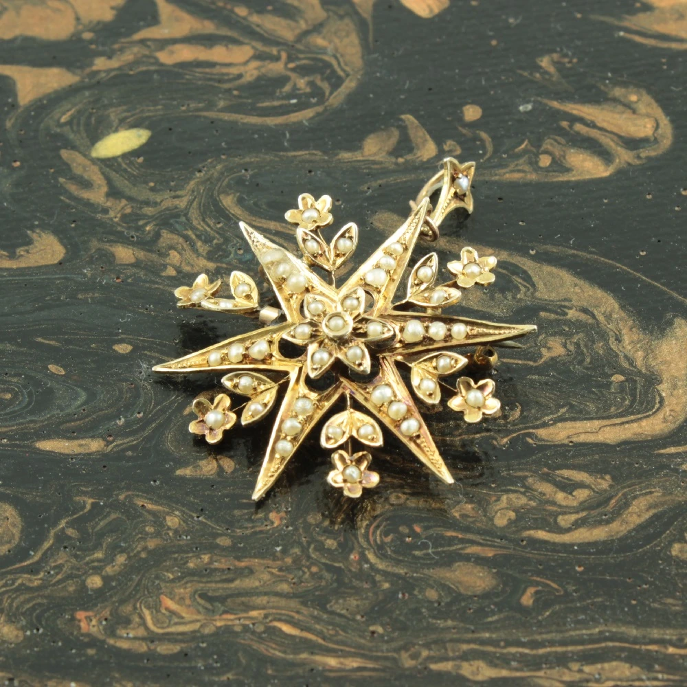 Edwardian Split Pearl Star Pendant IMG 6632