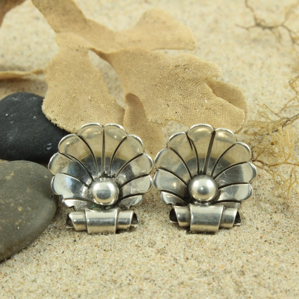 Georg Jensen Silver Clam Earrings