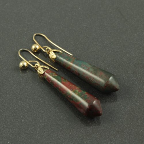 Victorian 9ct Gold and Bloodstone Earrings