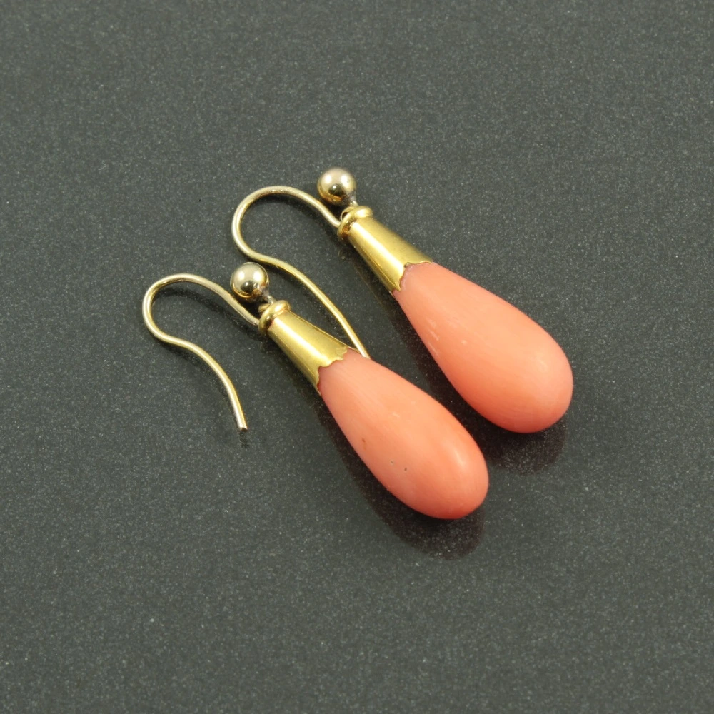 Victorian Coral Drop Earrings