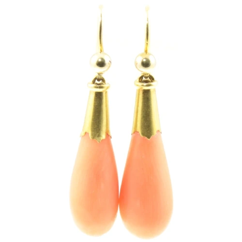 Victorian Coral Drop Earrings