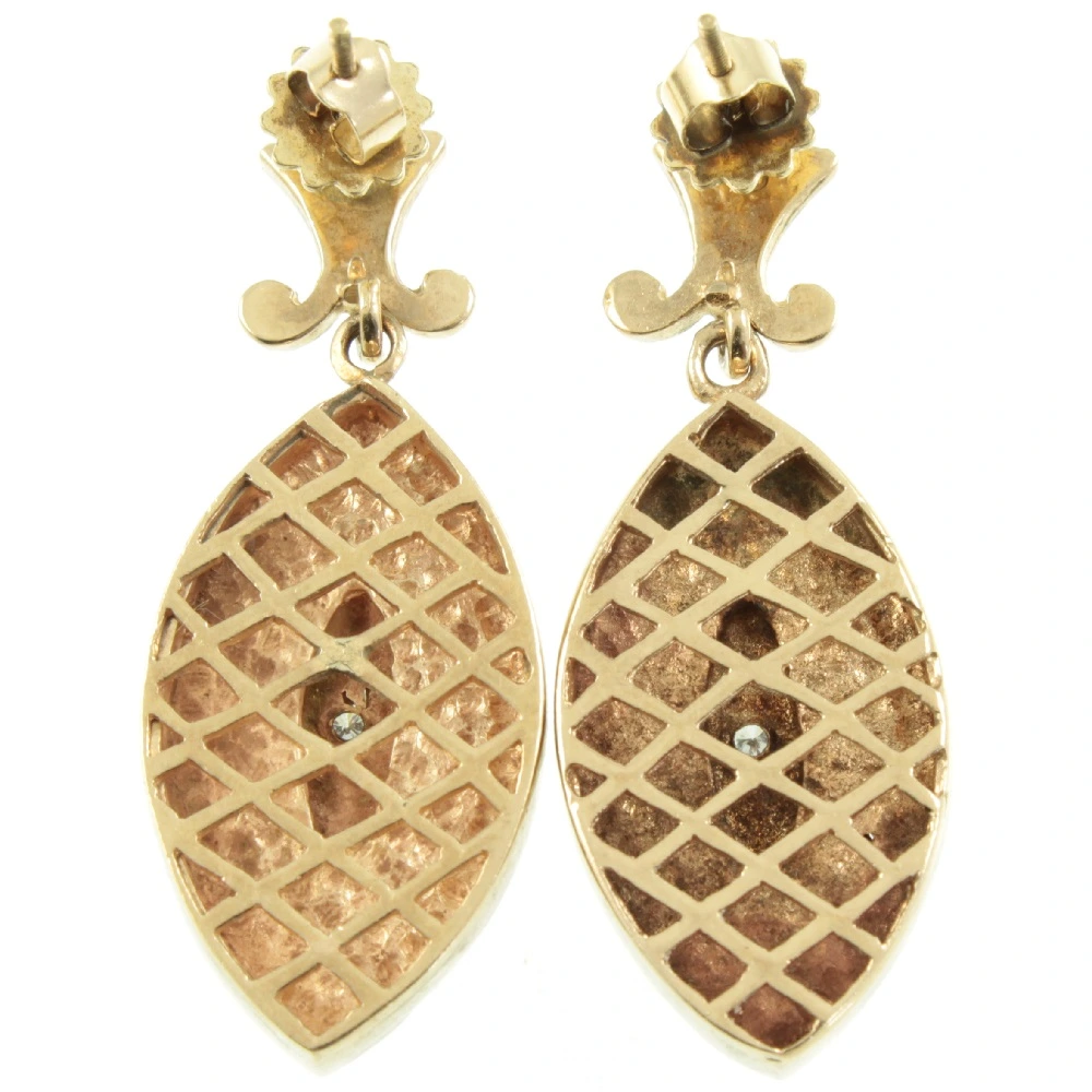 Victorian 9ct Gold Diamond Earrings - Image 4