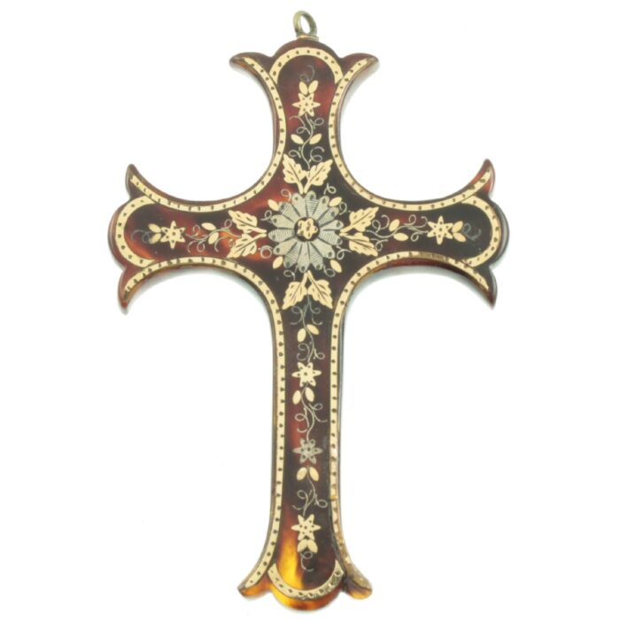 Victorian Tortoiseshell Pique Cross Pendant
