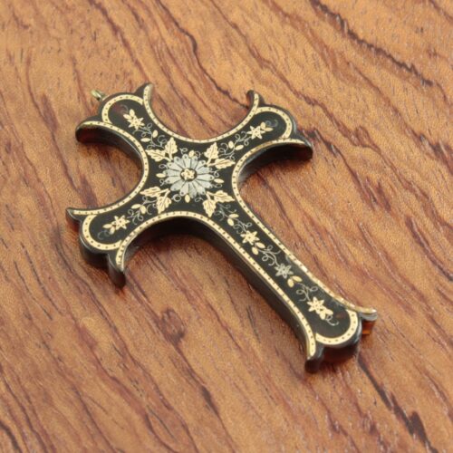 Victorian Tortoiseshell Pique Cross Pendant