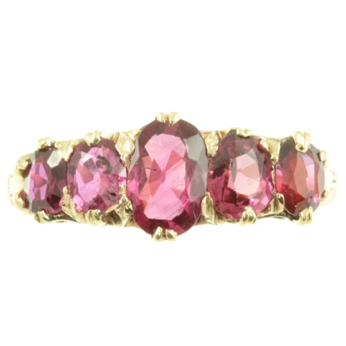 Edwardian 18ct Gold five stone ruby ring