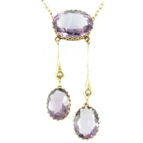 Edwardian 9ct Gold Amethyst Negligee Pendant