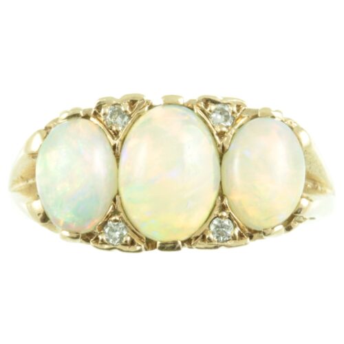 Opal and Diamond three stone ring