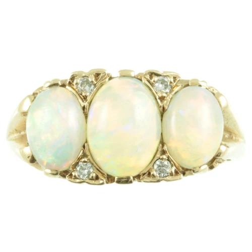 Vintage Opal and Diamond three stone ring