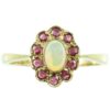 9ct Gold Vintage Opal and Ruby Cluster ring