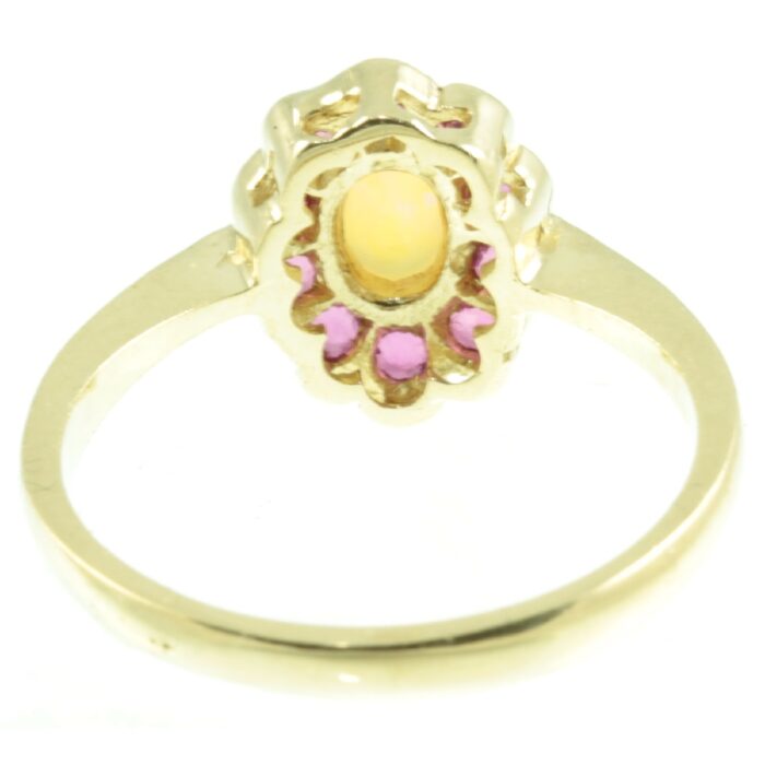 9ct Gold Opal and Ruby Cluster ring