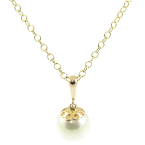 9ct gold pearl pendant necklace