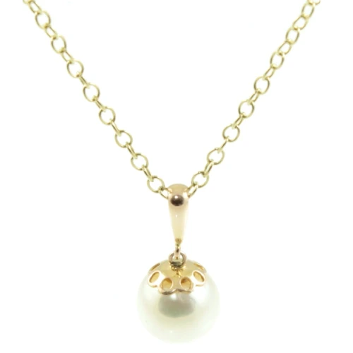 Vintage 9ct gold pearl pendant necklace
