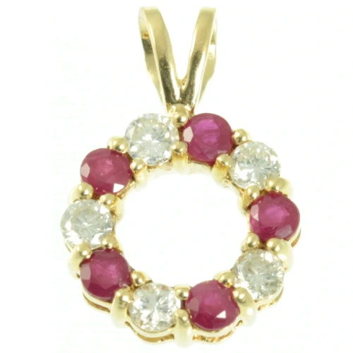 Vintage 18ct Gold Diamond and Ruby Pendant