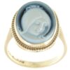 Blue agate cameo ring
