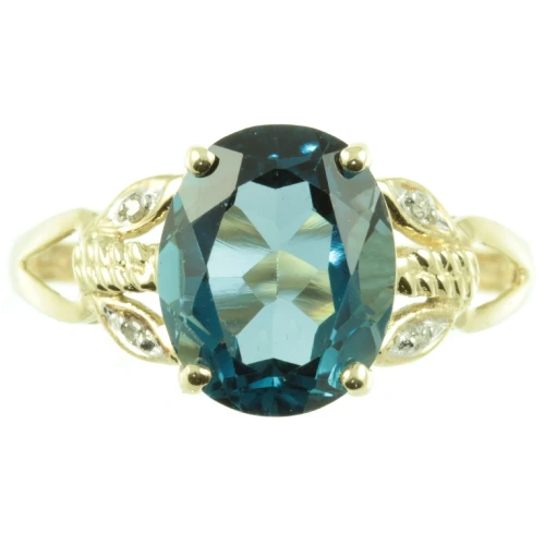 Vintage 9ct Gold Topaz and Diamond ring