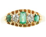 Victorian 18ct gold Emerald and Diamond ring