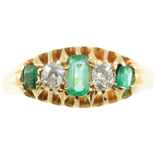 Victorian 18ct gold Emerald and Diamond ring