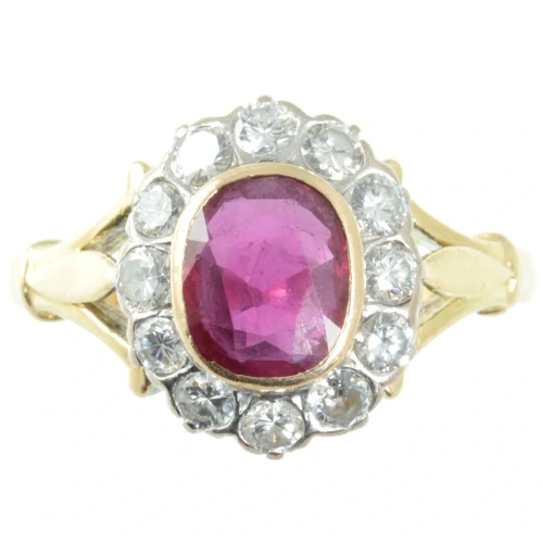 Vintage 18ct gold ruby and diamond ring