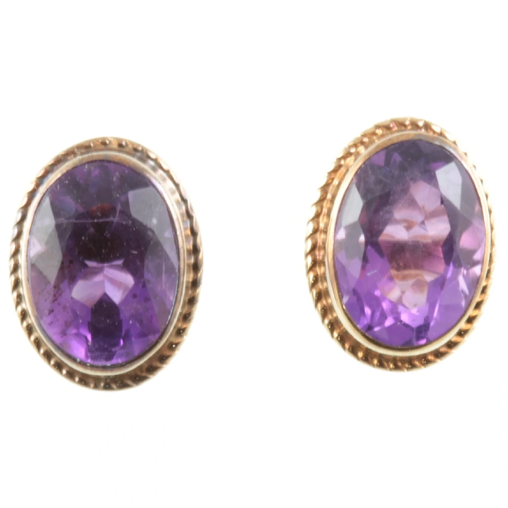 Vintage 9ct Gold Amethyst Earrings