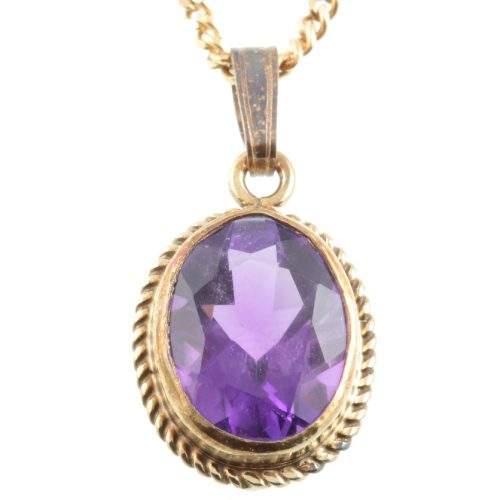 9ct gold Amethyst pendant Necklace