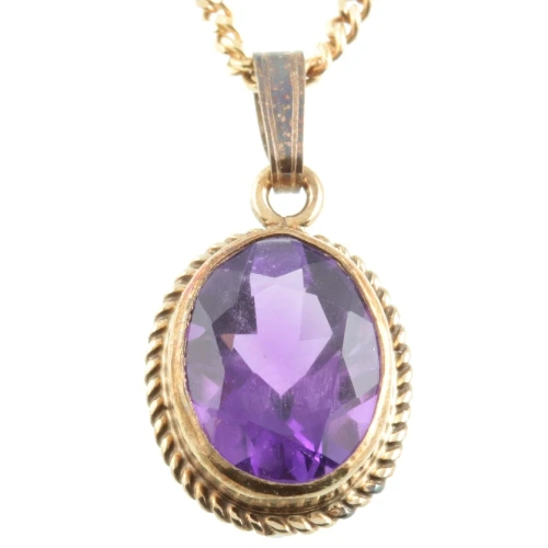 Vintage 9ct gold Amethyst pendant Necklace